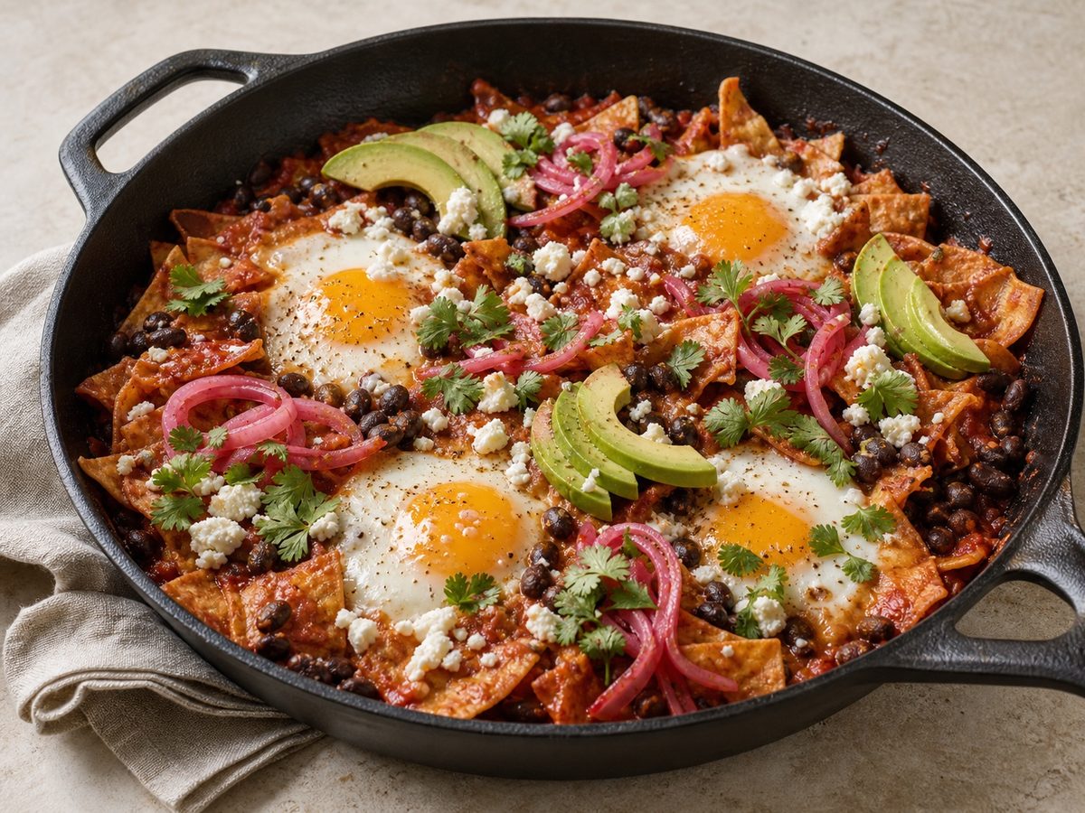 Black Bean Chilaquiles Breakfast Skillet