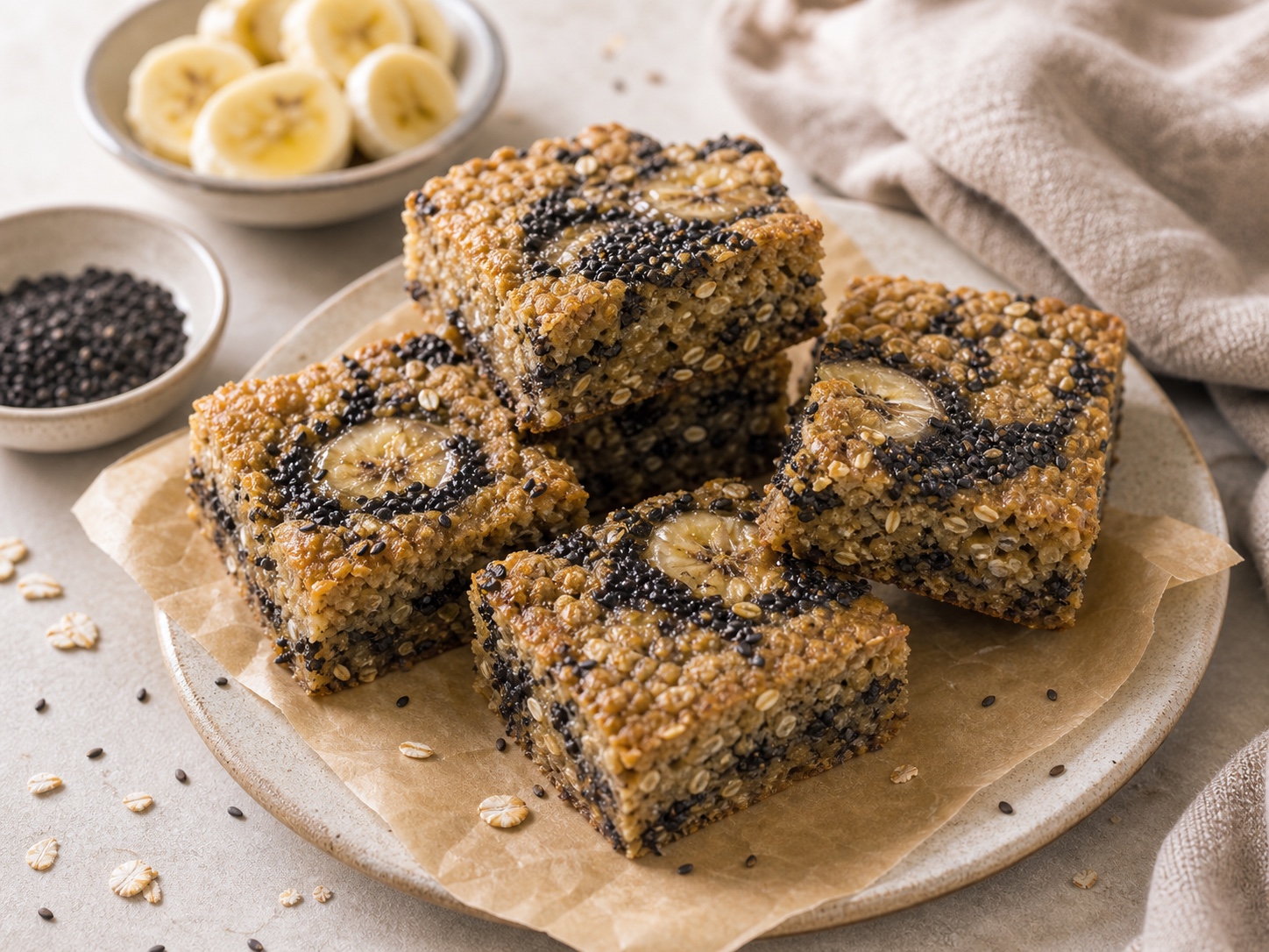 Black Sesame Banana Bread Oat Bars