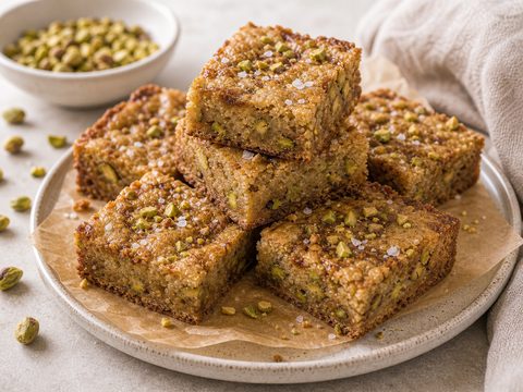 Brown Butter Miso Pistachio Blondies