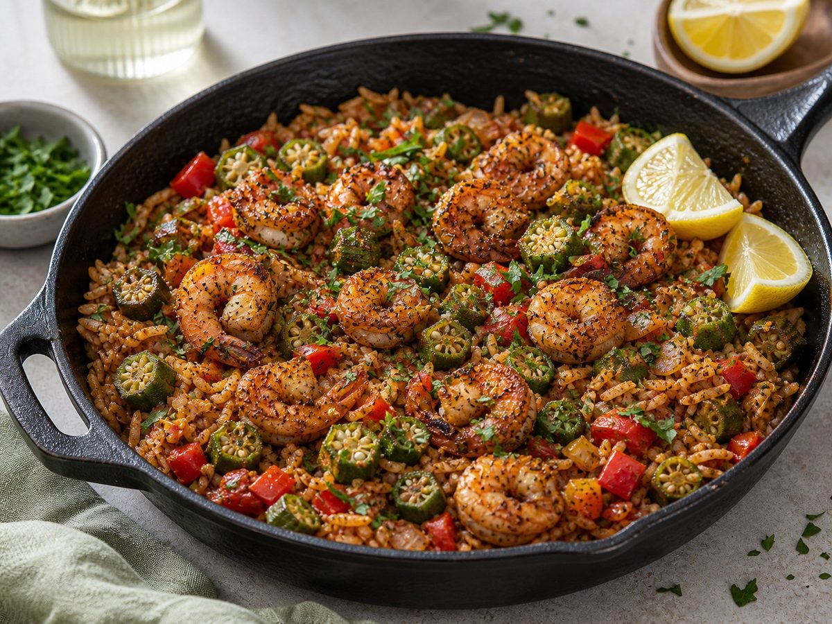 Cajun Shrimp Red Bean Rice Skillet