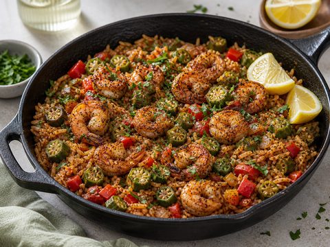 Cajun Shrimp Red Bean Rice Skillet