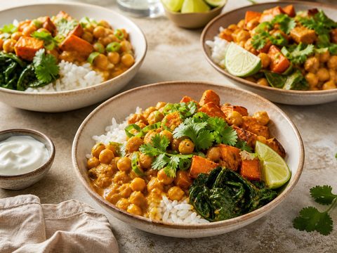 Caribbean Curry Chickpea Sweet Potato Bowls