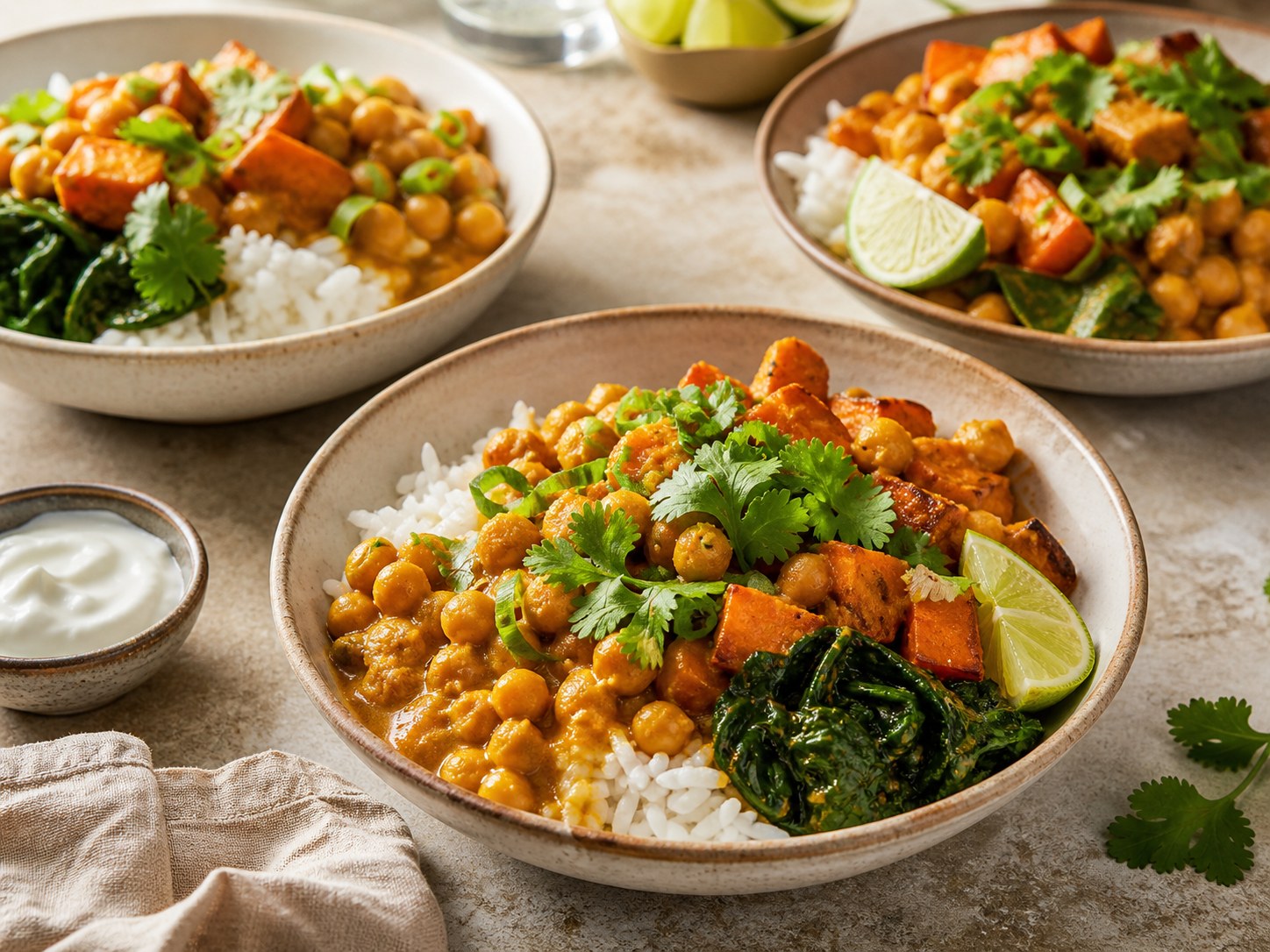 Caribbean Curry Chickpea Sweet Potato Bowls