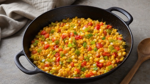 Corn Maque Choux with Tomatoes and Peppers