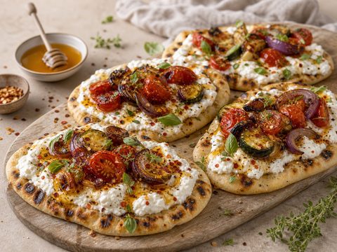 Cottage Cheese Hot Honey Flatbreads