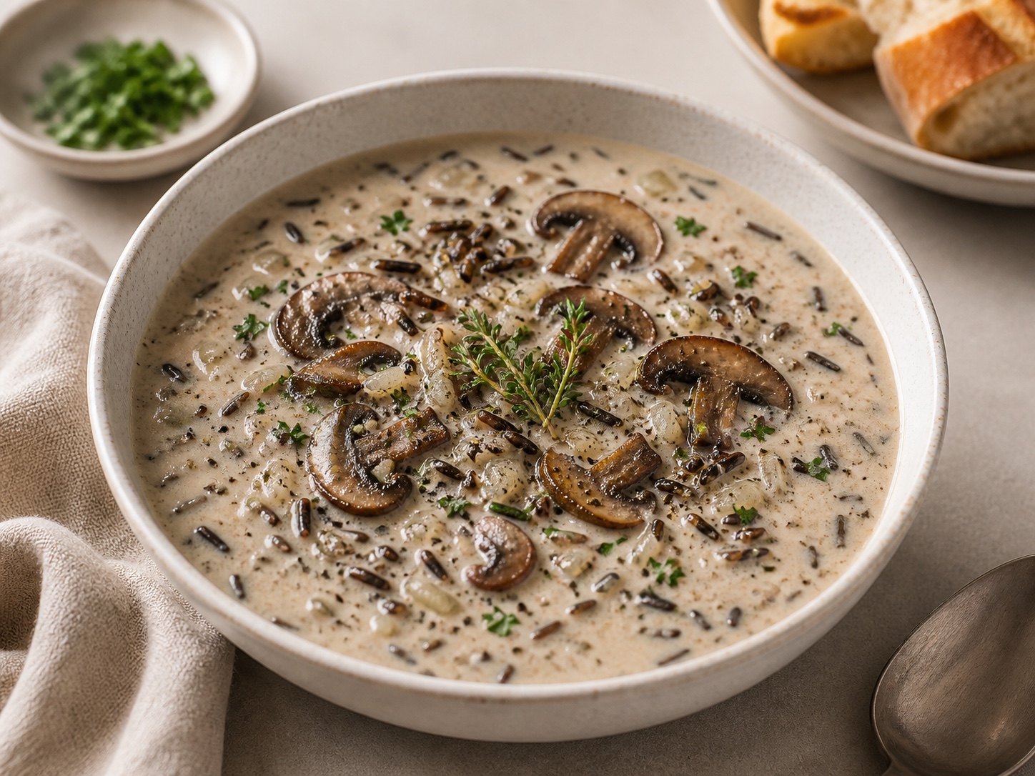 Creamy Mushroom Wild Rice Soup