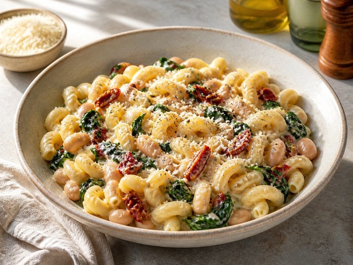 Creamy Tuscan White Bean Pasta