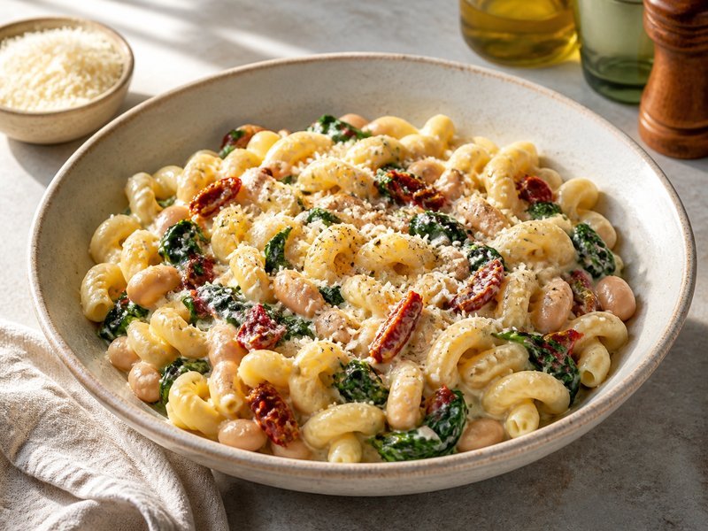 Creamy Tuscan White Bean Pasta