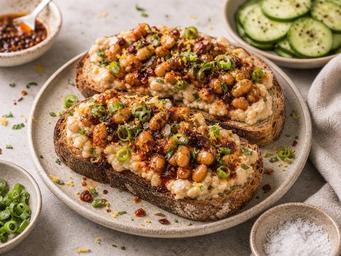 Crispy Butter Bean Chili Crisp Toasts