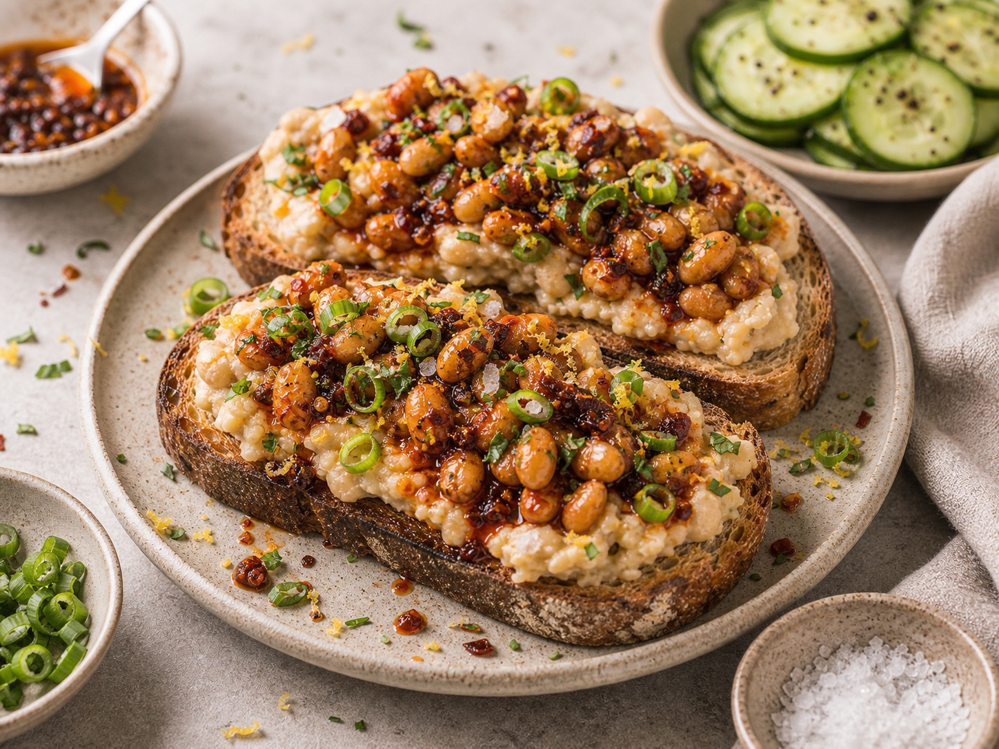 Crispy Butter Bean Chili Crisp Toasts