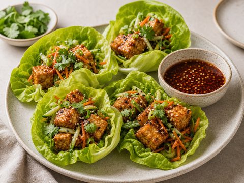 Crispy Tofu Lettuce Cups
