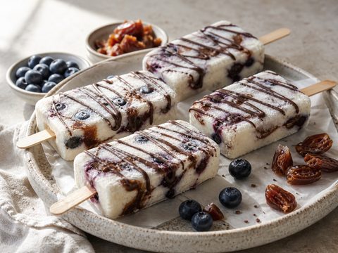 Date Blueberry Cottage Cheese Ice Cream Bars