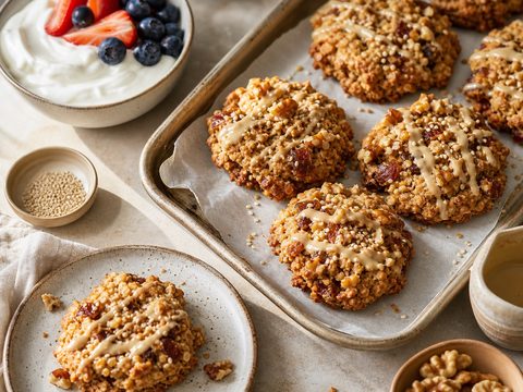 Date Walnut Tahini Breakfast Cookies