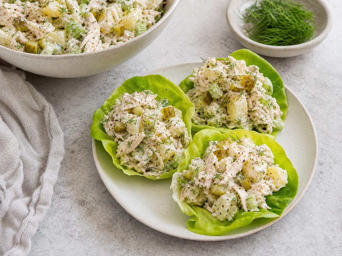 Dill Pickle Chicken Potato Salad Lettuce Cups