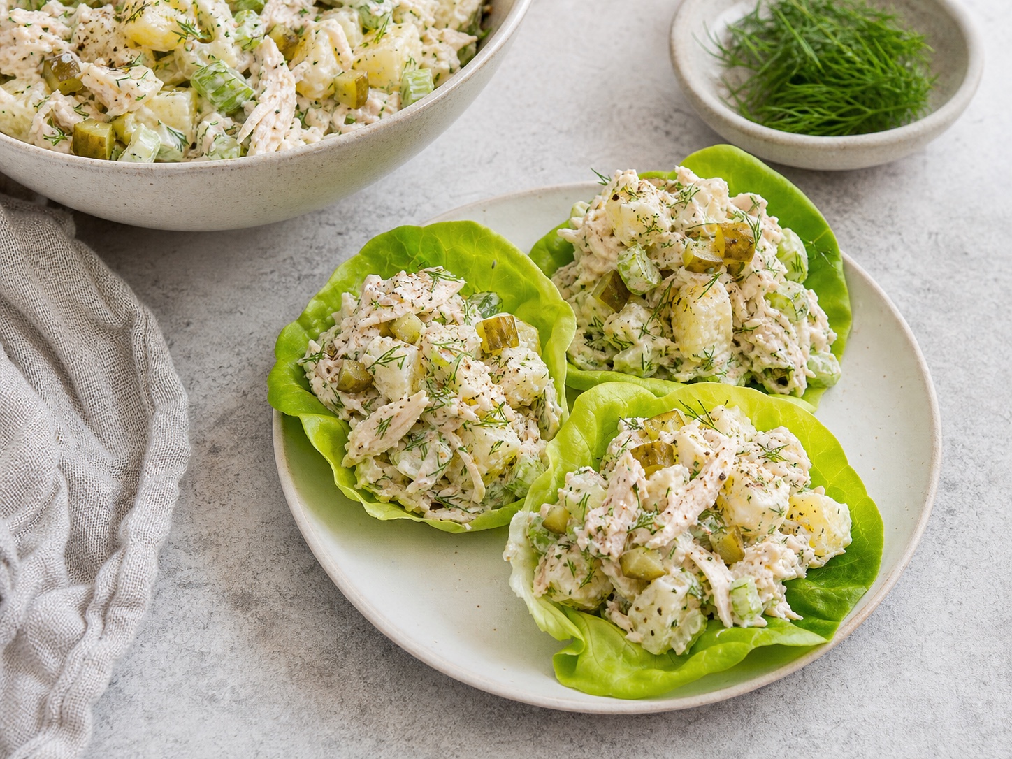 Dill Pickle Chicken Potato Salad Lettuce Cups