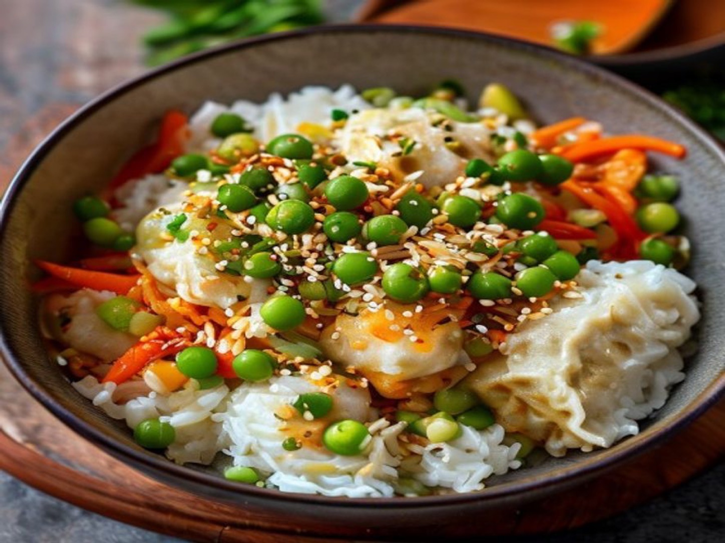 Freezer Dumpling Vegetable Fried Rice