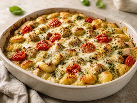 Frozen Gnocchi Chicken Pesto Bake