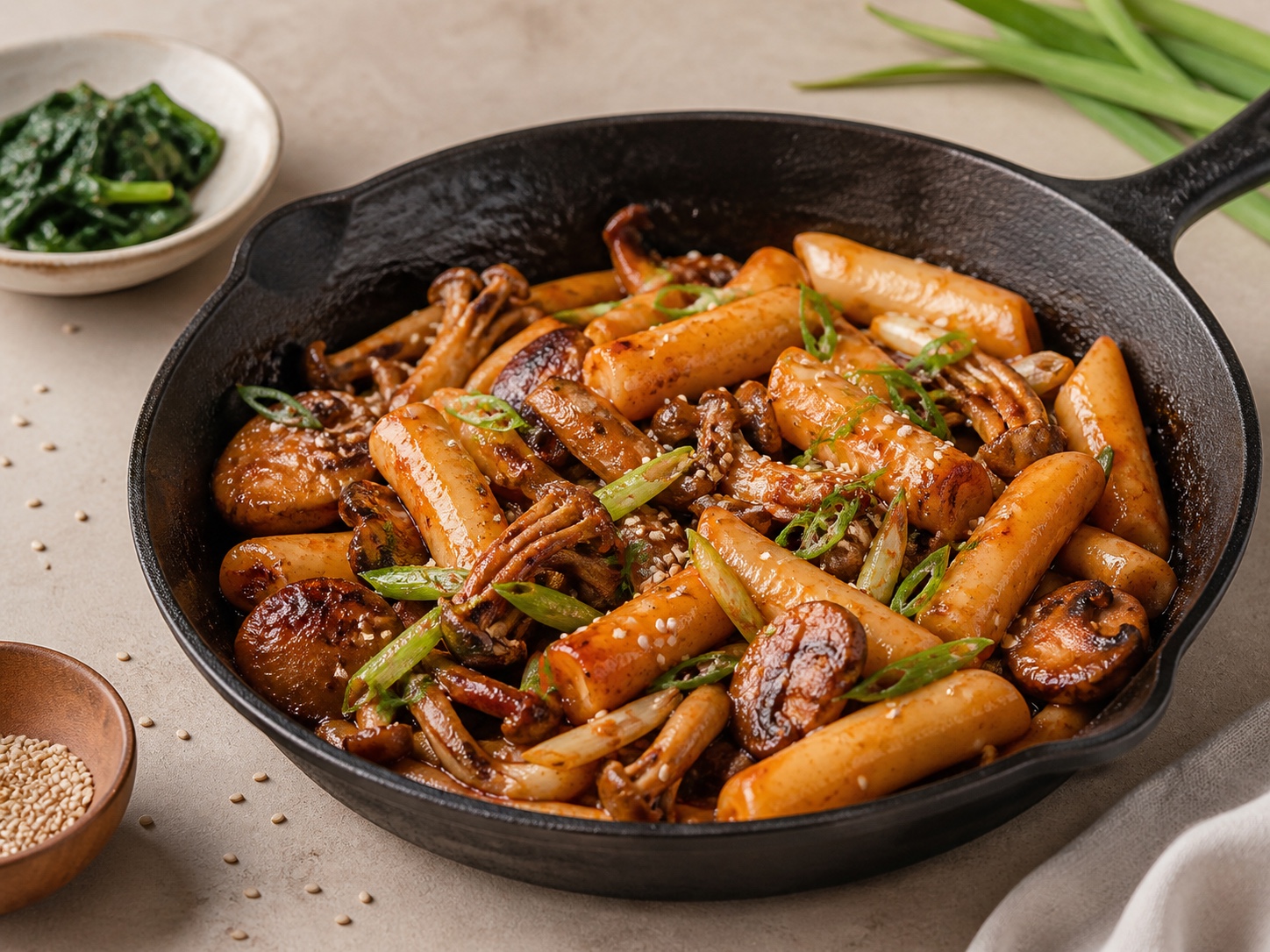 Gochujang Mushroom Rice Cake Skillet