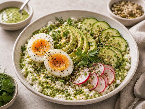 Green Goddess Cottage Cheese Breakfast Bowls