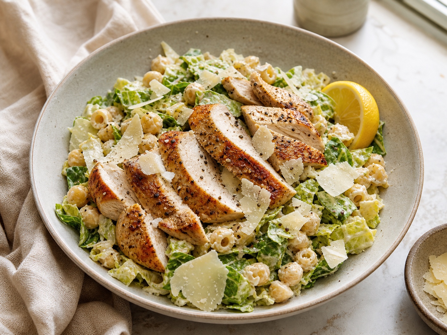 High-Protein Chicken Caesar Pasta Salad