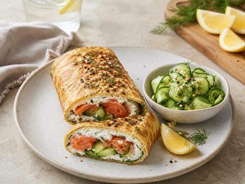 High-Protein Cottage Cheese Flatbread Breakfast Wraps