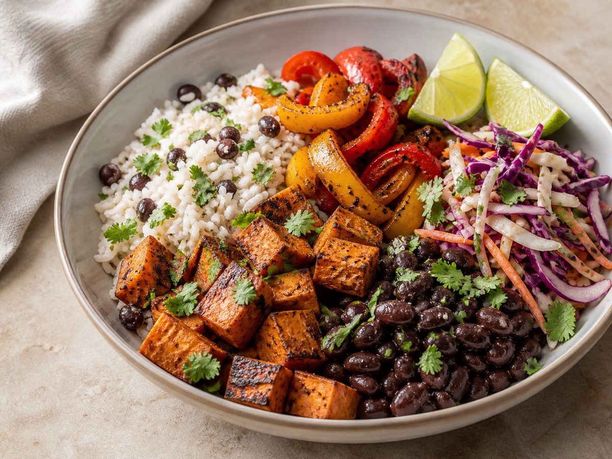 Jamaican Jerk Sweet Potato Black Bean Bowls