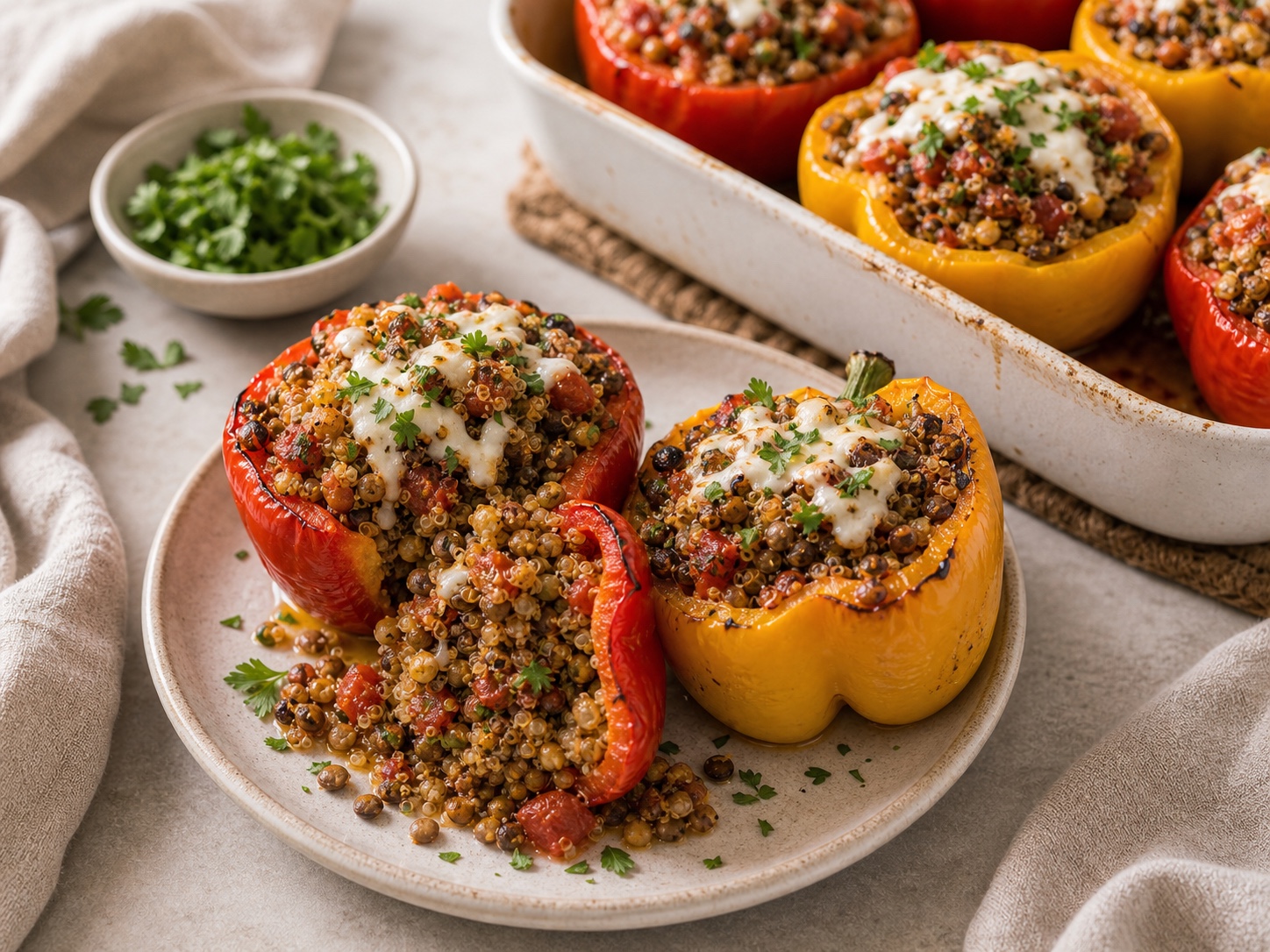 Lentil Quinoa Stuffed Peppers