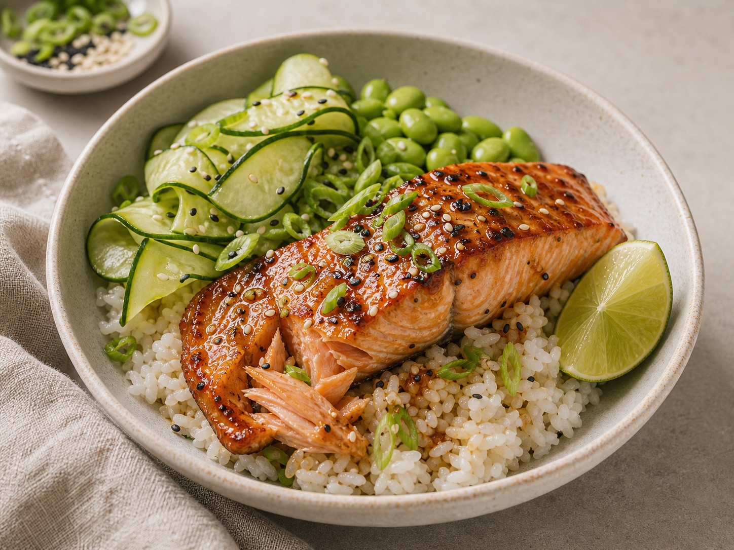 Miso Butter Salmon Rice Bowls