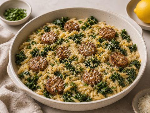 One-Pot Sausage Kale Orzo