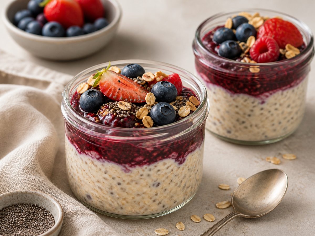 Overnight Oats with Berry Chia Jam