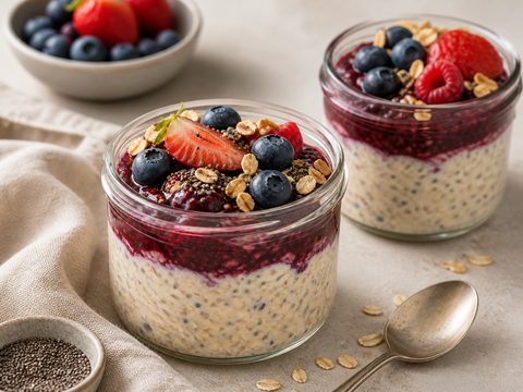 Overnight Oats with Berry Chia Jam