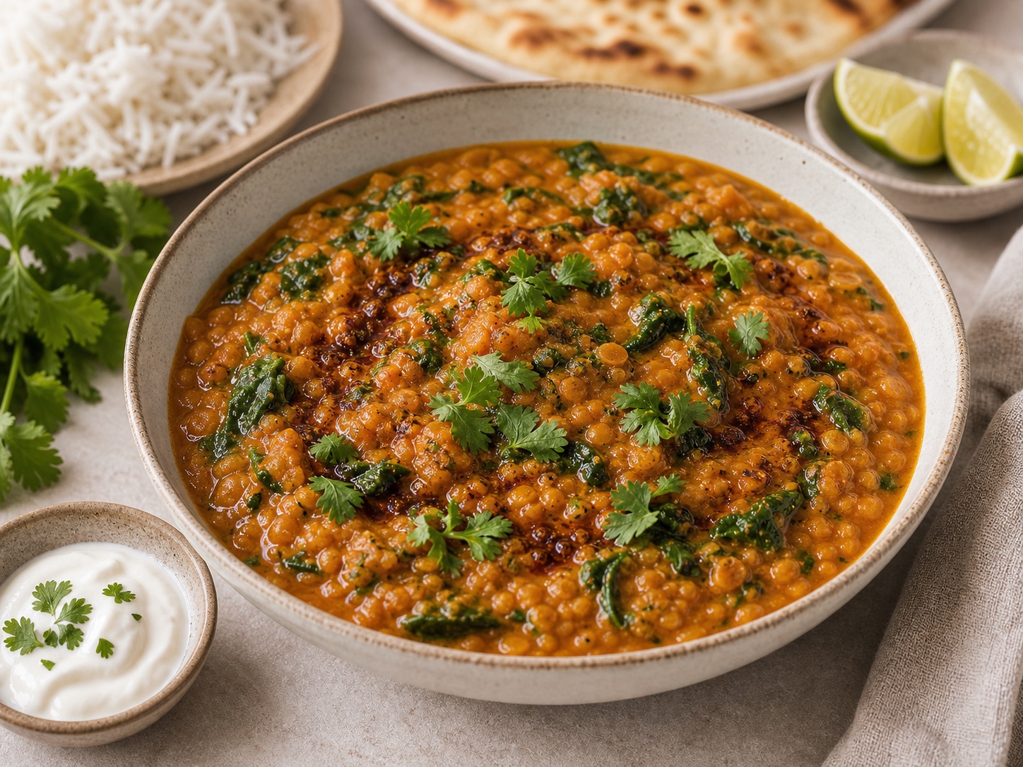 Red Lentil Dal with Spinach