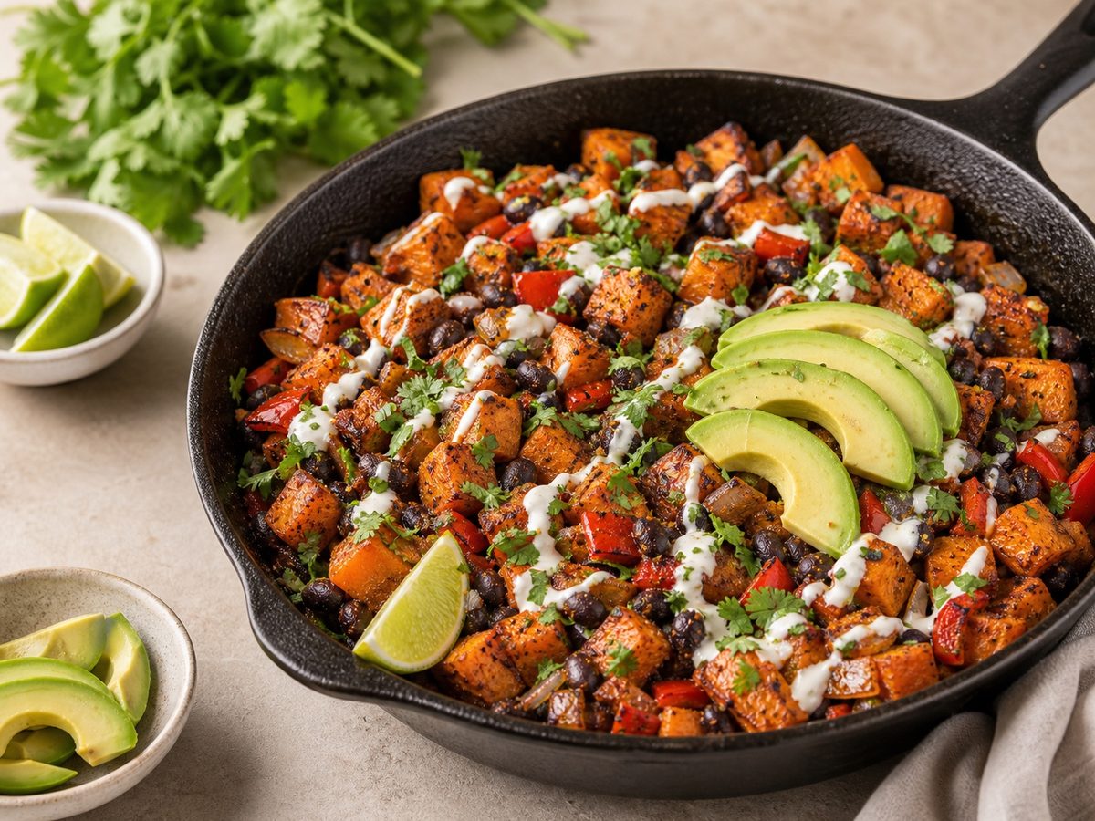 Sazon Black Bean Sweet Potato Skillet