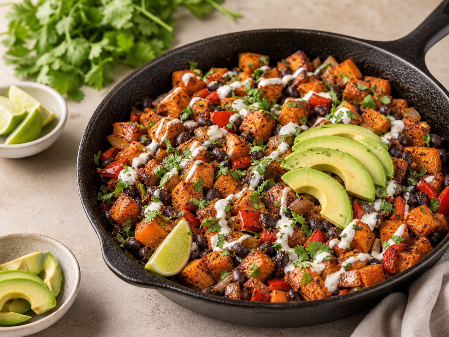 Sazon Black Bean Sweet Potato Skillet