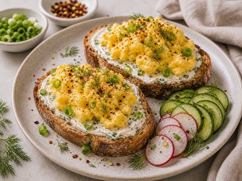 Scallion Cream Cheese Egg Toasts