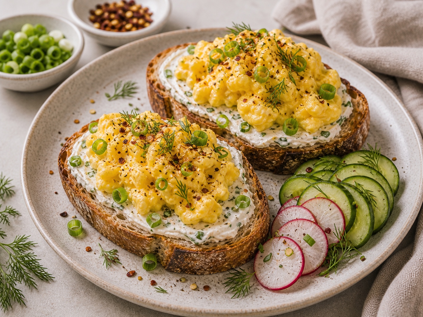 Scallion Cream Cheese Egg Toasts