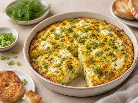Scallion Dill Cream Cheese Egg Bake