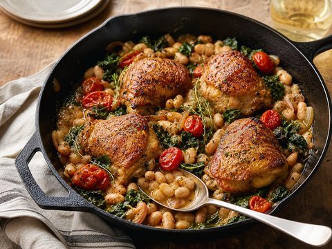 Sherry Vinegar Chicken White Bean Skillet