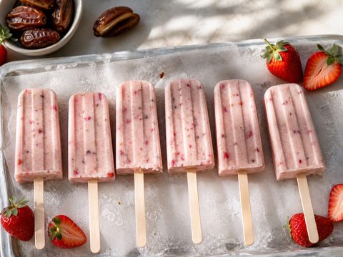 Strawberry Date Cottage Cheese Blender Pops
