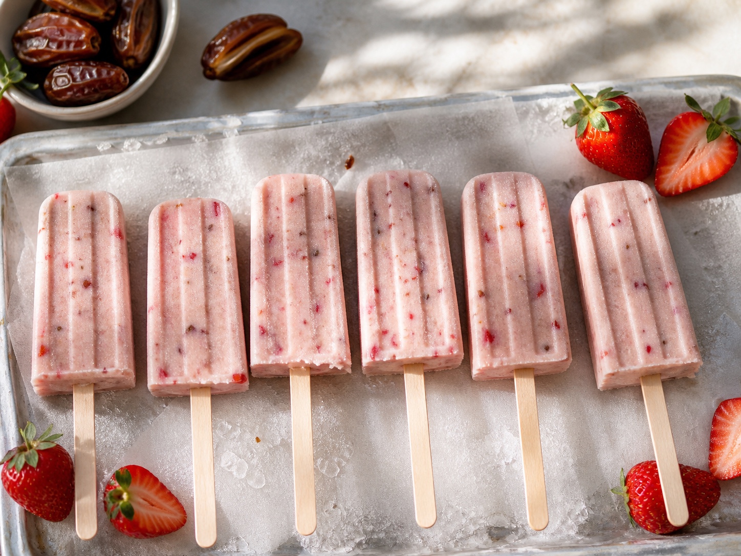 Strawberry Date Cottage Cheese Blender Pops