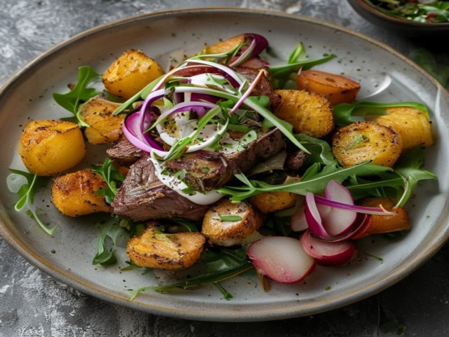 Tallow-Roasted Potato Steak Salad
