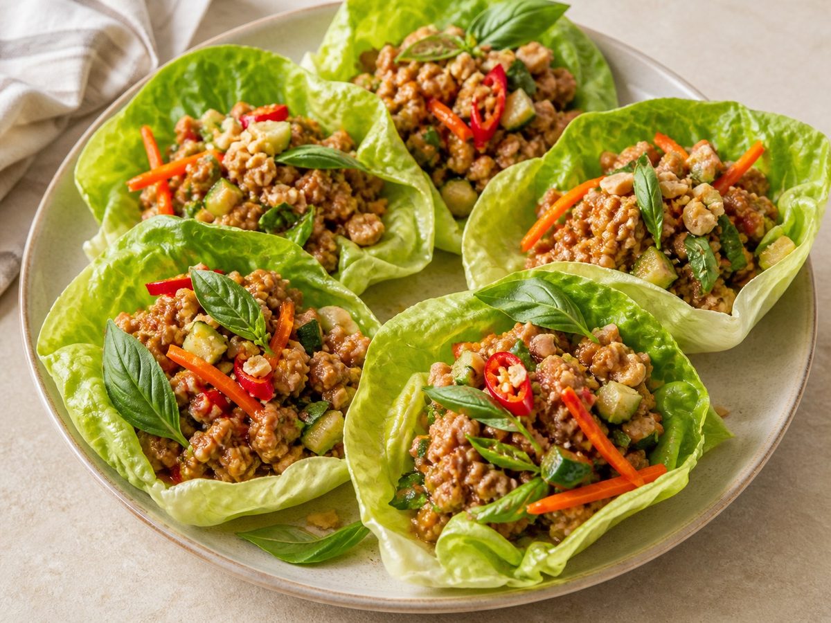 Thai Basil Turkey Lettuce Cups