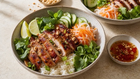 Vietnamese Lemongrass Chicken Rice Bowls