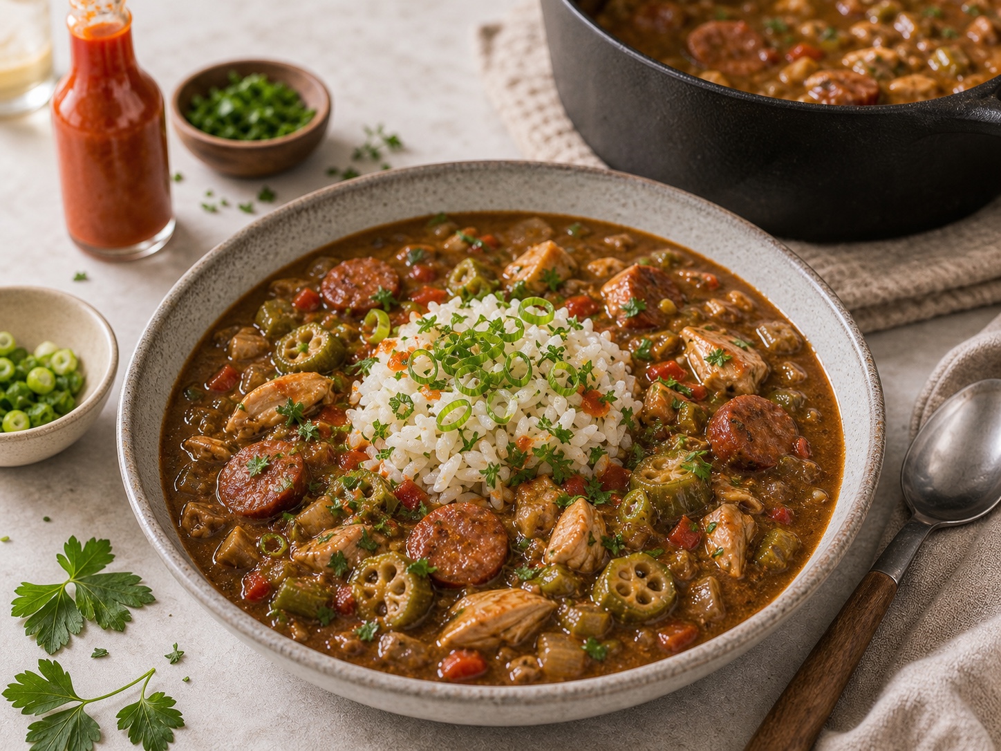 Weeknight Chicken Sausage Okra Gumbo
